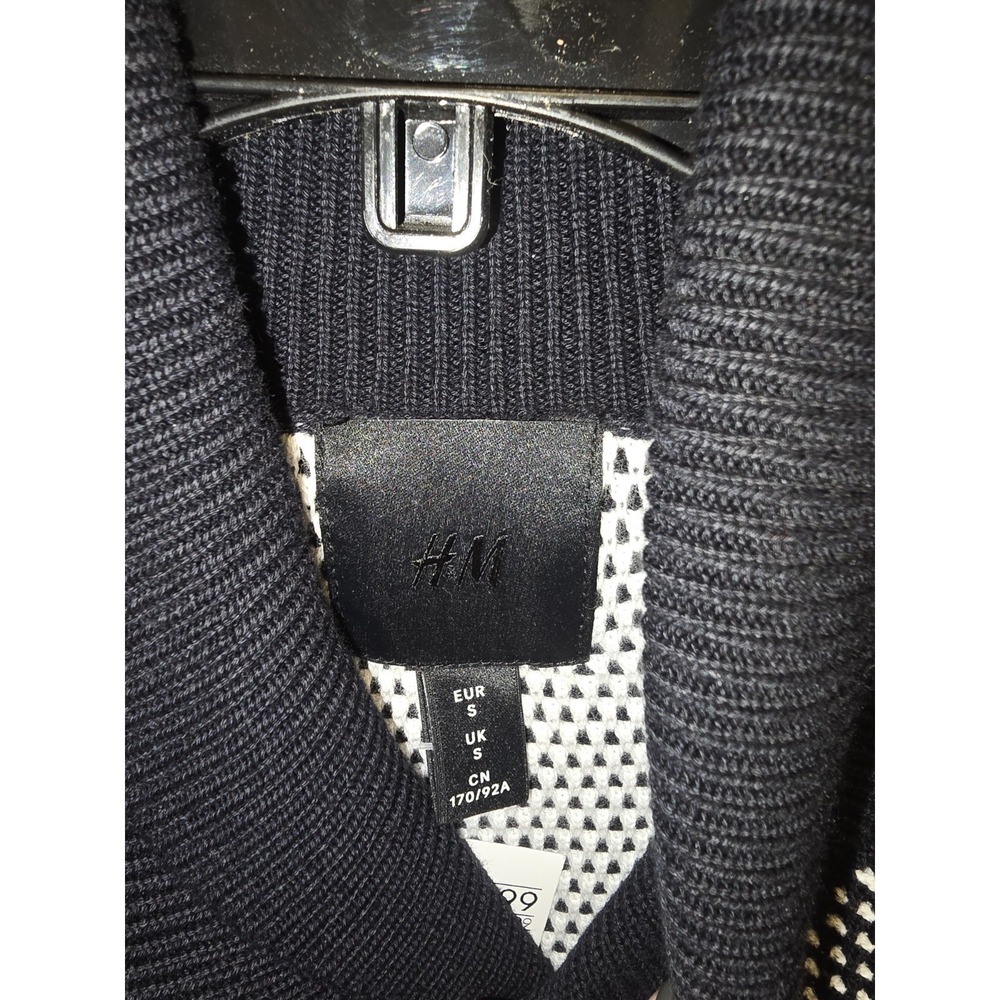 H&M Men's Black & White Sweater Shawl Collar Long Sleeve SZ: SMALL NWT - Picture 5 of 7